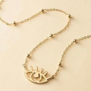 ‘No Bad Vibes’ Chic Evil Eye Gold Color Necklace.